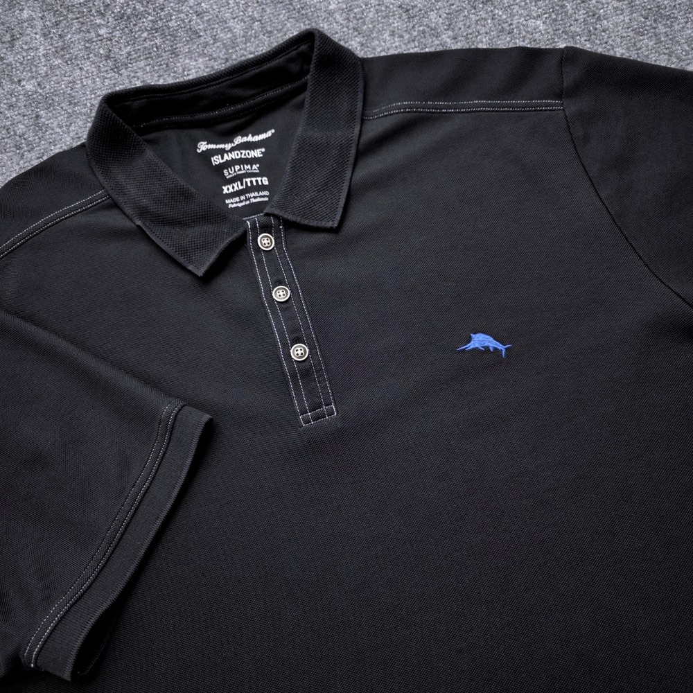 Tommy Bahama IslandZone Polo Shirt Men's XXXL Black Supima Cotton Blend Marlin